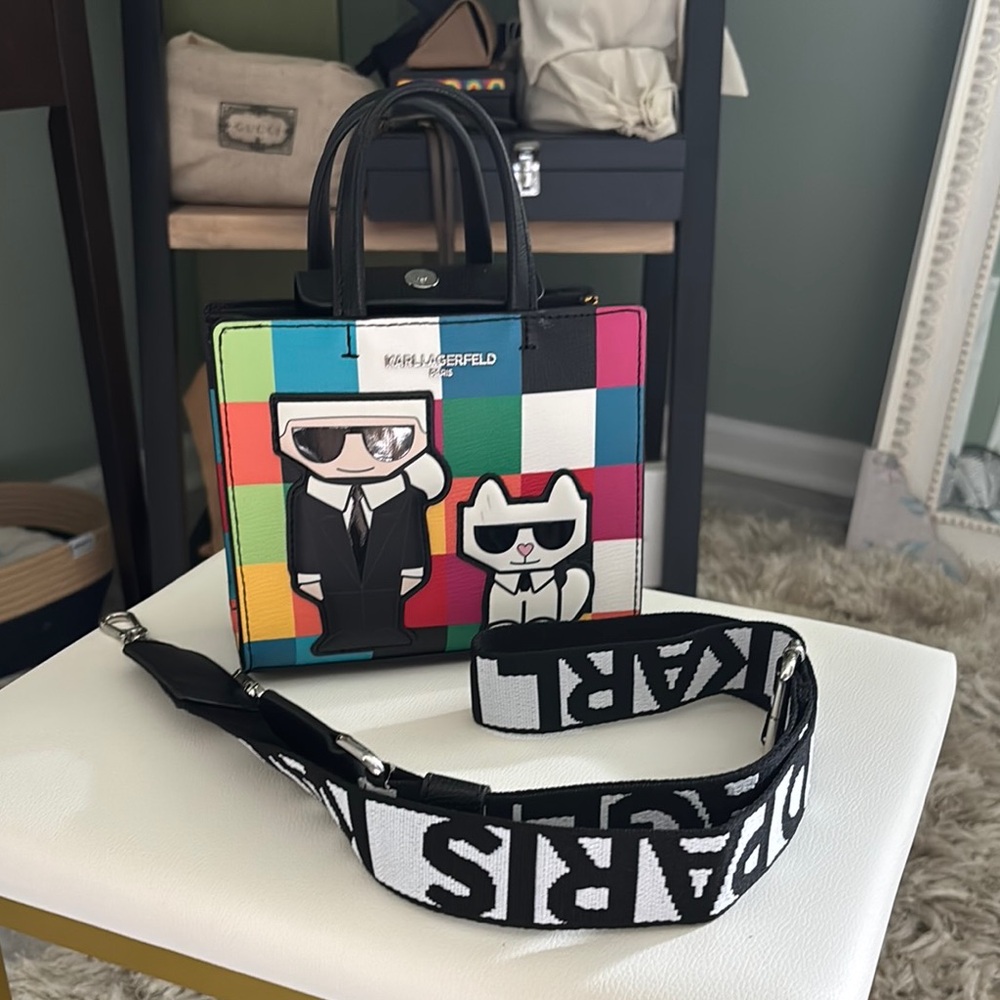 Karl Lagerfeld Black Mini Bag with Artistic Design - Picture 2 of 8